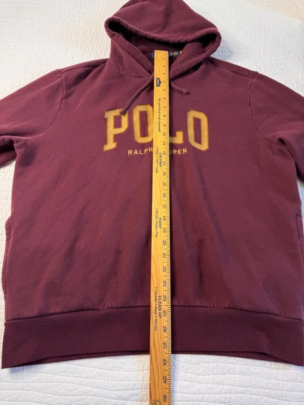 Polo Ralph Lauren Mens Pullover Maroon Hoodie Sweatshirt Gold Logo XL Casual